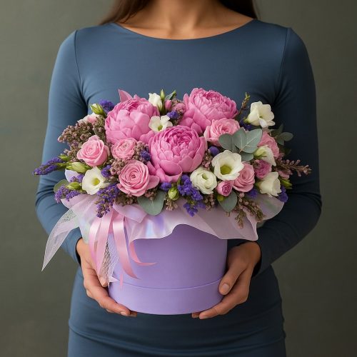 Цветы в коробке «Нежность прованса»