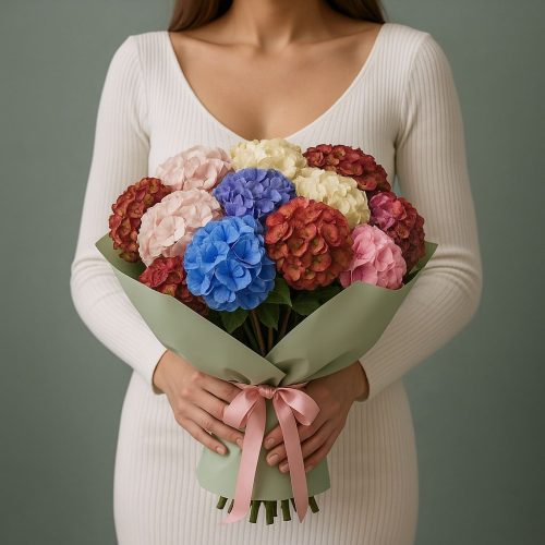 Букет из Гортензий «Яркая гармония»